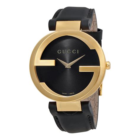 gucci interlocking black dial leather unisex watch|Gucci Women's Watches .